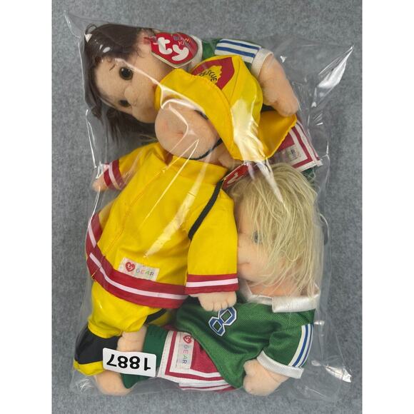 VTG Ty Lot of 3 Beanie Kids Bean Bag Plush Soccer Player‎ Firefighter 10" - Picture 9 of 9